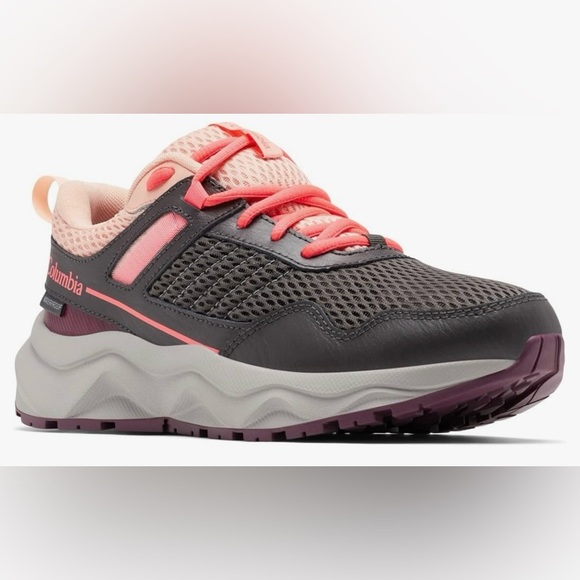 New”Columbia Plateau Waterproof Hiking Shoes-Size:8-in dark gray/neon sunrise - Picture 1 of 12